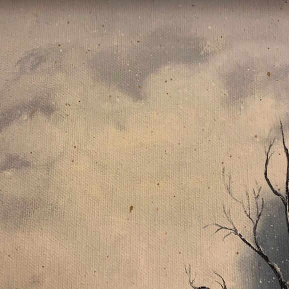 Original‎ Oil Painting Snowy Landscape Country Barn Sky Wood Frame 14x17 - Picture 5 of 11